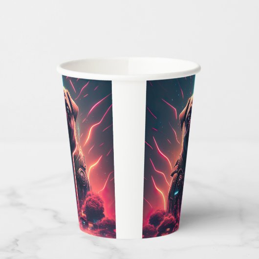 Gobelets En Papier Carlin adorable en costume robotique futuriste (Gauche)