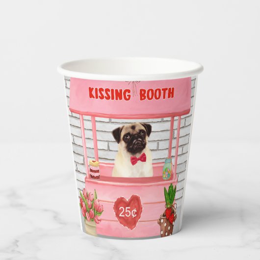 Gobelets En Papier Carlin Chien Valentine's Day Kissing Booth (Verso)