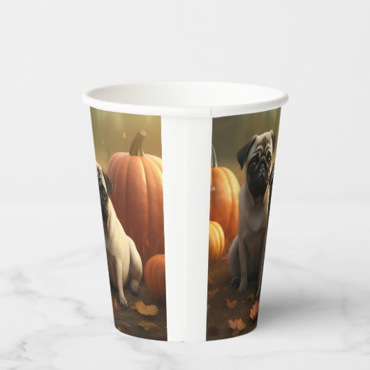 Gobelets En Papier Carlin Chiot Automne Citrouille de plaisir (Droite)