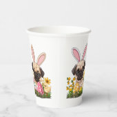Gobelets En Papier Carlin de Pâques Chiens Lapin Oreilles (Droite)