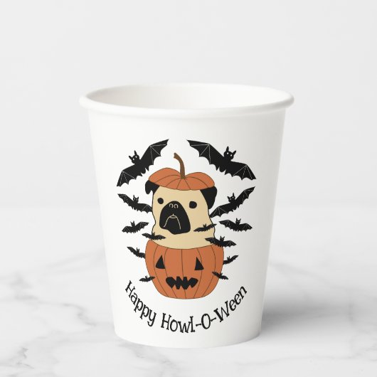 Gobelets En Papier Carlin Howl-O-Ween dans un Jack-O-Lantern avec cha (Recto)