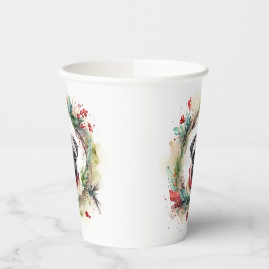 Gobelets En Papier Carlin Noël Wreath Festive Pup (Gauche)