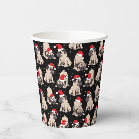 Gobelets En Papier Carlins en Santa Hats Motif de Noël (Gauche)