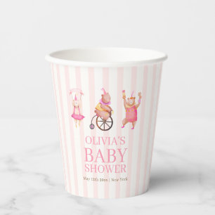 Gobelets En Papier Carnaval de cirque rose mignon Teddy Bear Baby sho