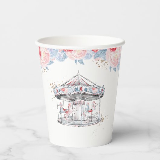 Gobelets En Papier Carousel Wonderland Rose (Verso)