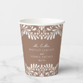 Gobelets En Papier Carreau Talavera Marron Mocha pour Mariage Fiesta  (Verso)
