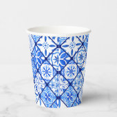 Gobelets En Papier Carreaux Bleus Et Blancs Italiens Anniversaire (Droite)