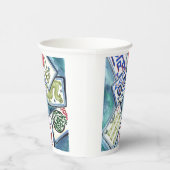 Gobelets En Papier Carreaux de Mahjong bleu (Droite)