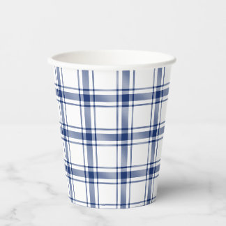 Gobelets En Papier Carreaux marins bleus et blancs