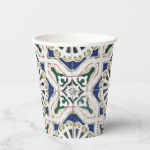 Gobelets En Papier Carreaux portugais - Azulejo coloré géométrique (Recto)