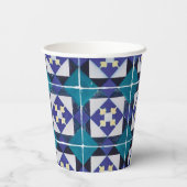 Gobelets En Papier Carreaux portugais - Azulejo Diamond géométrique (Verso)