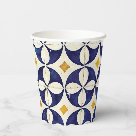 Gobelets En Papier Carreaux portugais - Azulejo Motif Design (Verso)