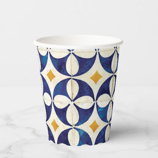 Gobelets En Papier Carreaux portugais - Azulejo Motif Design (Recto)