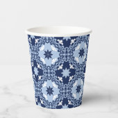 Gobelets En Papier Carrelage décoratif bleu ornemental géométrique ma (Recto)