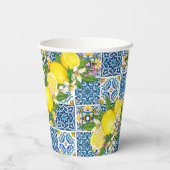 Gobelets En Papier Carrelage méditerranéen clair Sicilien Citrus Lemo (Verso)