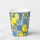 Gobelets En Papier Carrelage méditerranéen clair Sicilien Citrus Lemo (Recto)