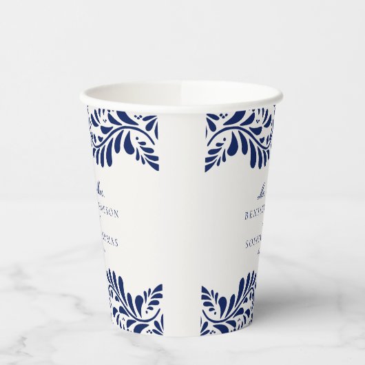 Gobelets En Papier Carrelage Talavera bleu Espagne Mariage Fiesta (Gauche)