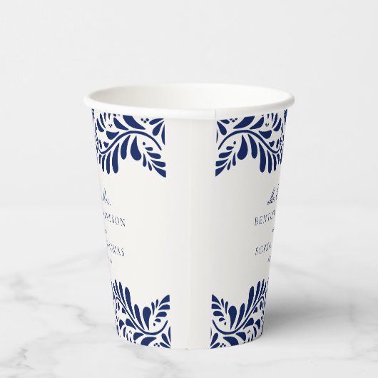 Gobelets En Papier Carrelage Talavera bleu Espagne Mariage Fiesta (Droite)