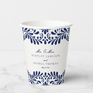 Gobelets En Papier Carrelage Talavera bleu Espagne Mariage Fiesta