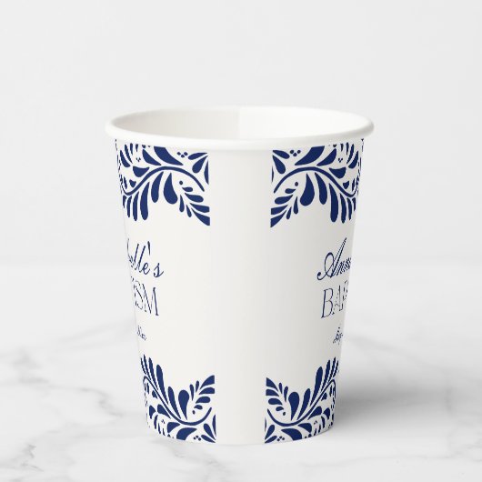 Gobelets En Papier Carrelage Talavera bleu style espagnol Fiesta Bapt (Gauche)