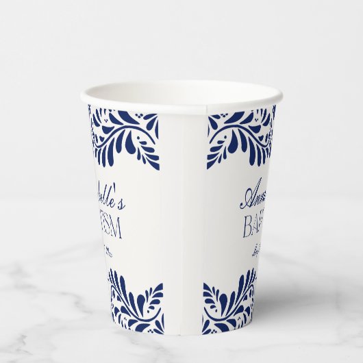 Gobelets En Papier Carrelage Talavera bleu style espagnol Fiesta Bapt (Droite)