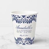 Gobelets En Papier Carrelage Talavera bleu style espagnol Fiesta Bapt (Recto)