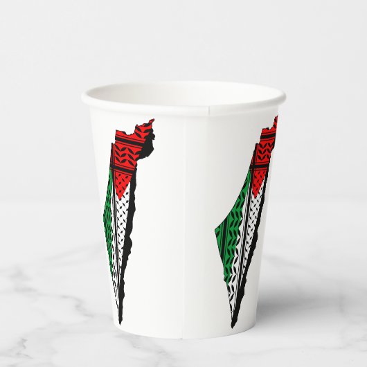 Gobelets En Papier Carte de Palestine avec drapeau et Motif Keffiyeg (Droite)