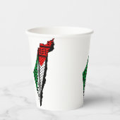 Gobelets En Papier Carte de Palestine avec drapeau et Motif Keffiyeg (Recto)