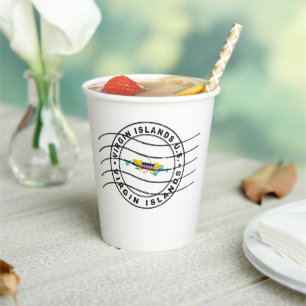 Gobelets En Papier Carte des îles Vierges américaines, timbre de pass