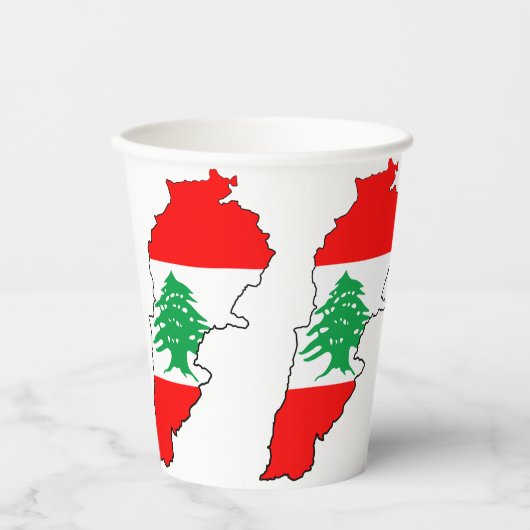 Gobelets En Papier Carte du Liban avec drapeau (Recto)