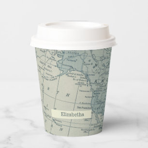 Gobelets En Papier Carte du monde vintage personnaliser de voyage vot