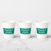 Gobelets En Papier Carte routière du fleuve Fraser Colombie-Britanniq