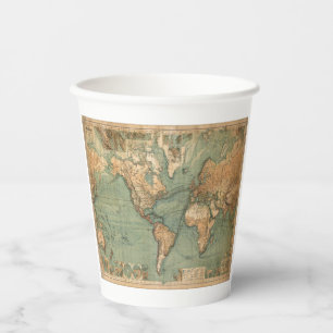 Gobelets En Papier Carte vintage du monde antique