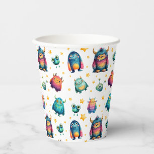 Gobelets En Papier Cartographie Monster Motif Fête d'anniversaire pou