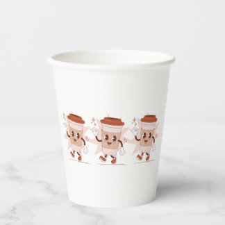 Gobelets En Papier Cartoon de café jouant mignon