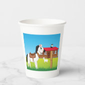Gobelets En Papier Cartoon Farm Scène avec Cheval Chat et Chèvre (Recto)