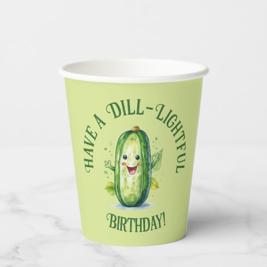 Gobelets En Papier Cartoon vert mignon Picket Anniversaire (Verso)