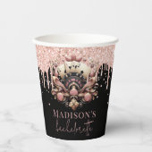 Gobelets En Papier Casino noir rose de luxe Bachelorette personnalisé (Recto)