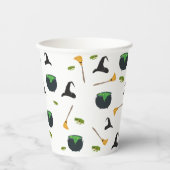 Gobelets En Papier Casquette de sorcière Broom Caldron Motif Hallowee (Recto)