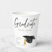Gobelets En Papier Casquette diplômé en Script moderne (Recto)
