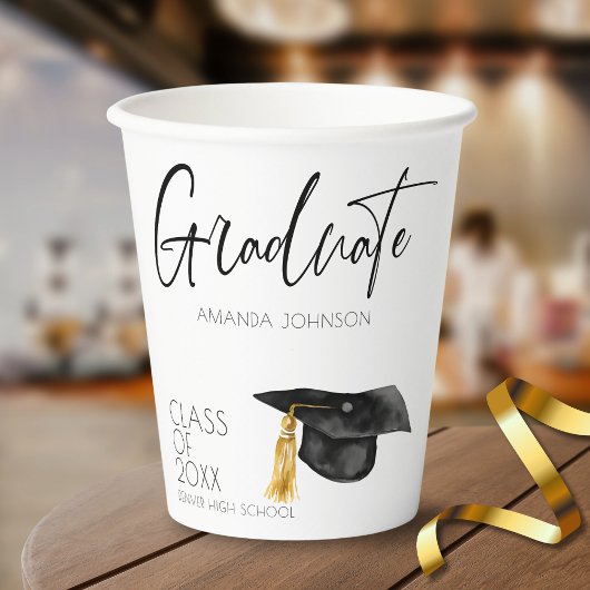 Gobelets En Papier Casquette diplômé en Script moderne