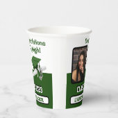 Gobelets En Papier Casquette & Diplôme, Green & White Graduation (Droite)