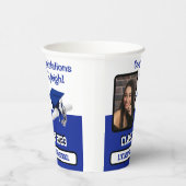 Gobelets En Papier Casquette & Diplôme, Royal Blue & White Graduation (Droite)
