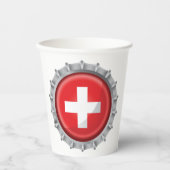 Gobelets En Papier Casquette suisse de bouteille drapeau (Recto)