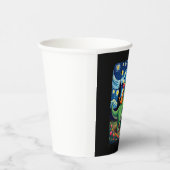 Gobelets En Papier Cat Riding Dinosaur T-Rex Starry Night Cat Lover ( (Droite)