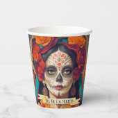 Gobelets En Papier Catrina Day Of Dead 1 Avec Texte (Verso)