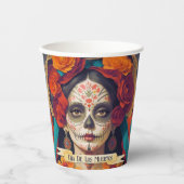 Gobelets En Papier Catrina Day Of Dead 1 Avec Texte (Recto)