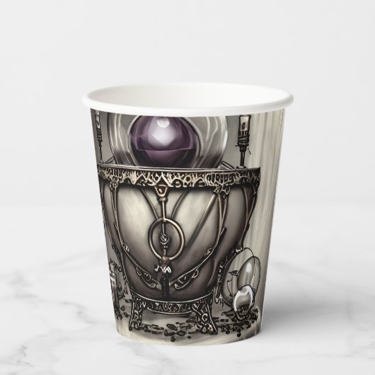 Gobelets En Papier Cauldron argenté orné avec balle en cristal violet (Verso)