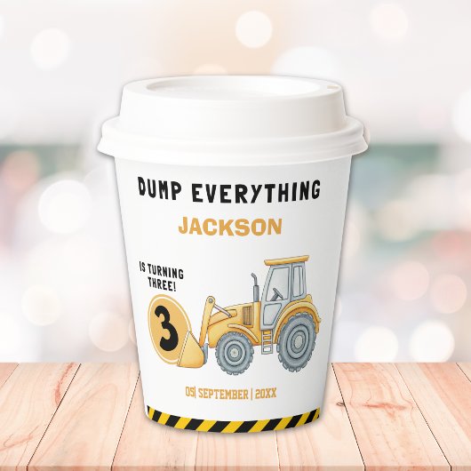 Gobelets En Papier "Caution: Party Ahead! Construction Birthday 3