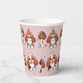 Gobelets En Papier Cavalier King Charles Pastel Motif d'anniversaire (Droite)